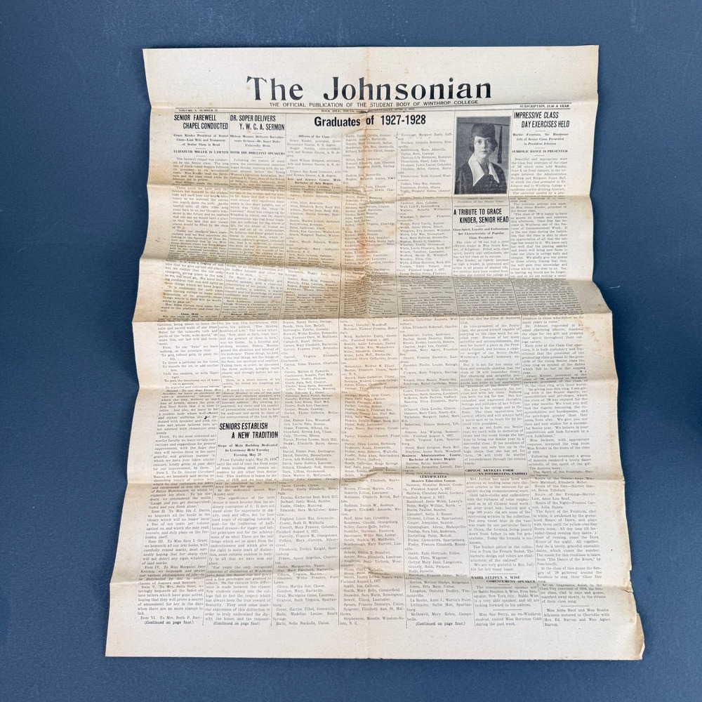 The Johnsonian Winthrop College Newspaper June 2 1928 Graduates South Carolina